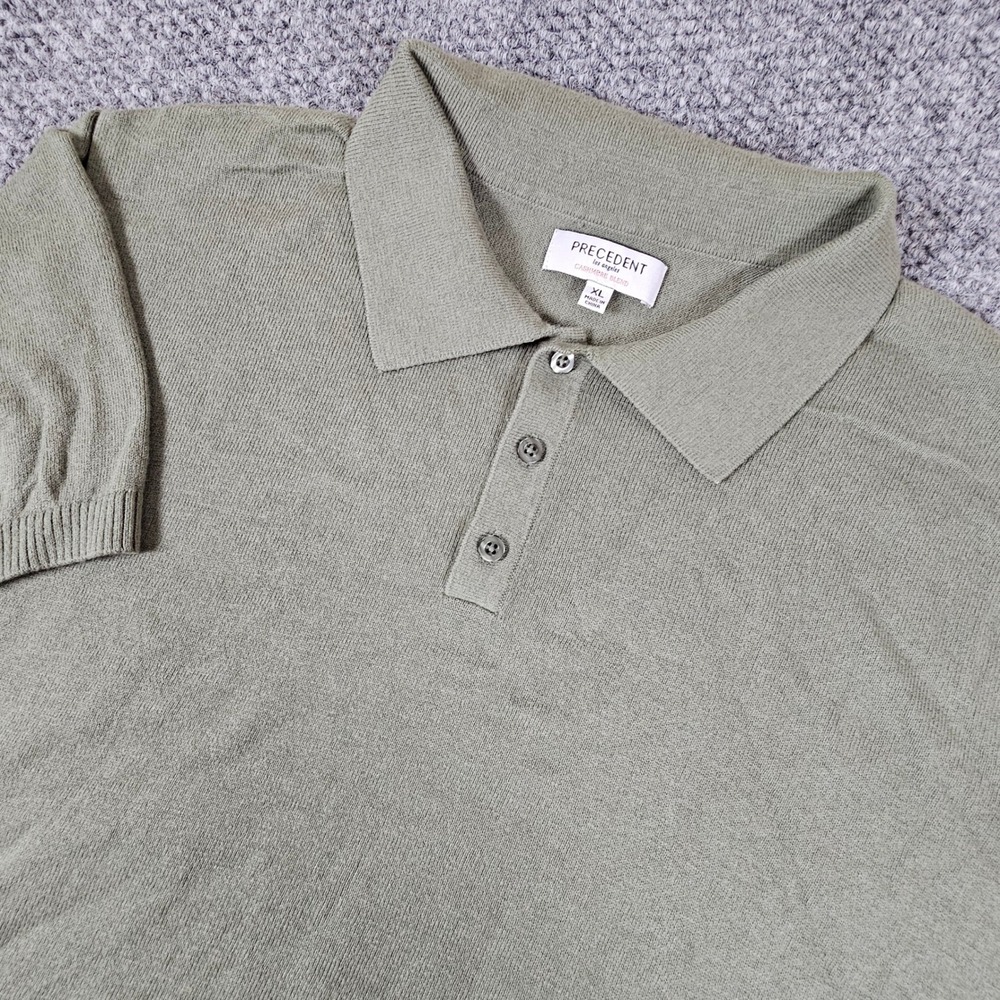 Precedent Los Angeles Cashmere Blend Knit Polo Shirt Sage Green XL SP-PERCY-MN